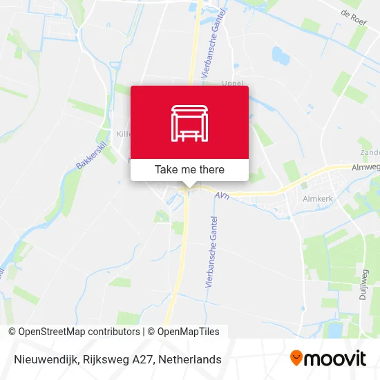Nieuwendijk, Rijksweg A27 Karte