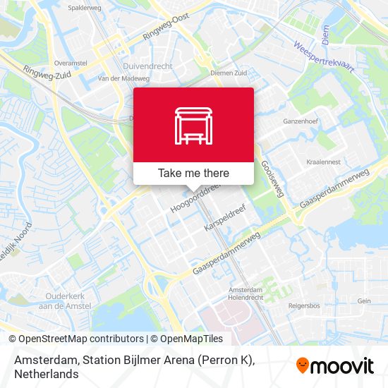 Amsterdam, Station Bijlmer Arena (Perron K) map