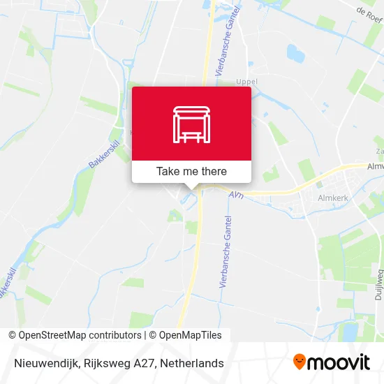 Nieuwendijk, Rijksweg A27 map