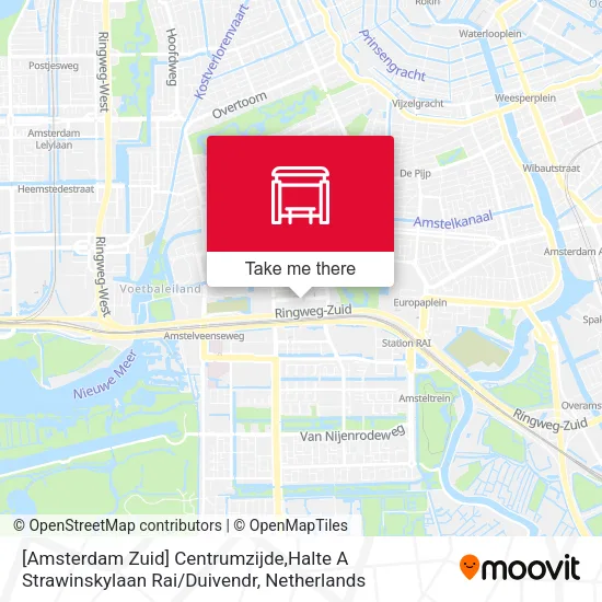 [Amsterdam Zuid] Centrumzijde,Halte A Strawinskylaan Rai / Duivendr map