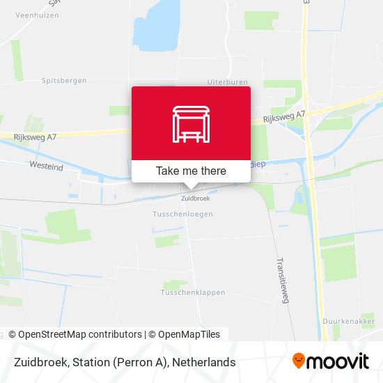 Zuidbroek, Station (Perron A) map