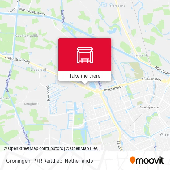 Groningen, P+R Reitdiep map