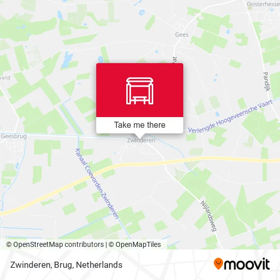 Zwinderen, Brug map
