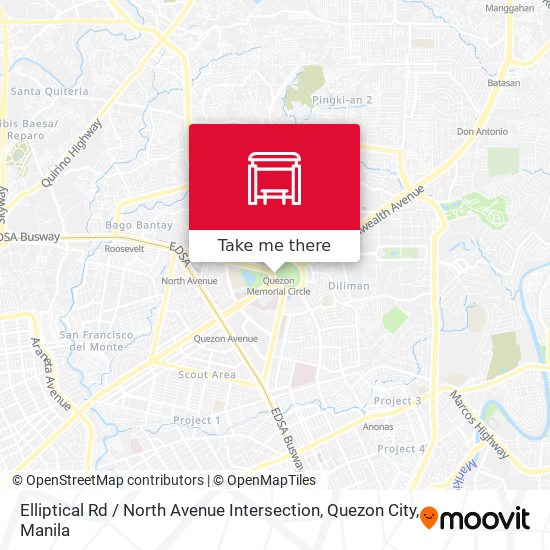 Elliptical Rd / North Avenue Intersection, Quezon City map