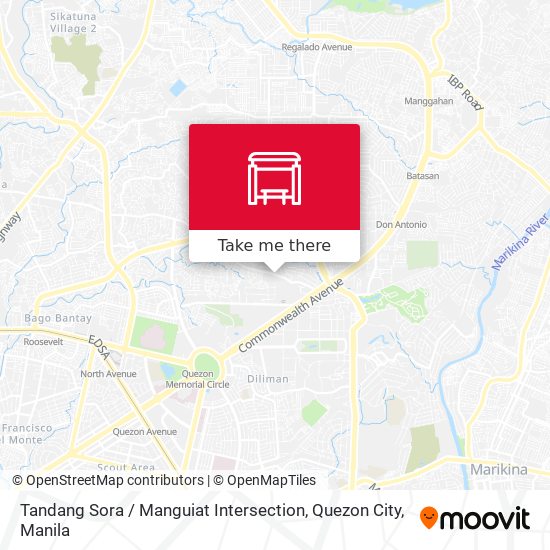 Tandang Sora / Manguiat Intersection, Quezon City map