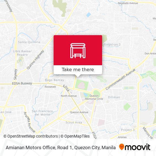 Amianan Motors Office, Road 1, Quezon City map