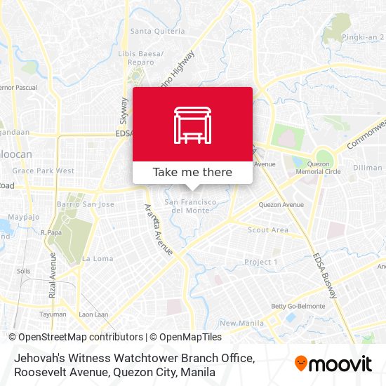 Jehovah's Witness Watchtower Branch Office, Roosevelt Avenue, Quezon City map