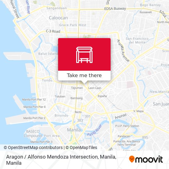 Aragon / Alfonso Mendoza Intersection, Manila map