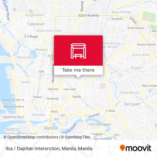 Iba / Dapitan Intersrction, Manila map