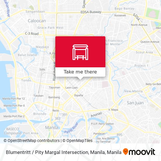 Blumentritt / Pity Margal Intersection, Manila map