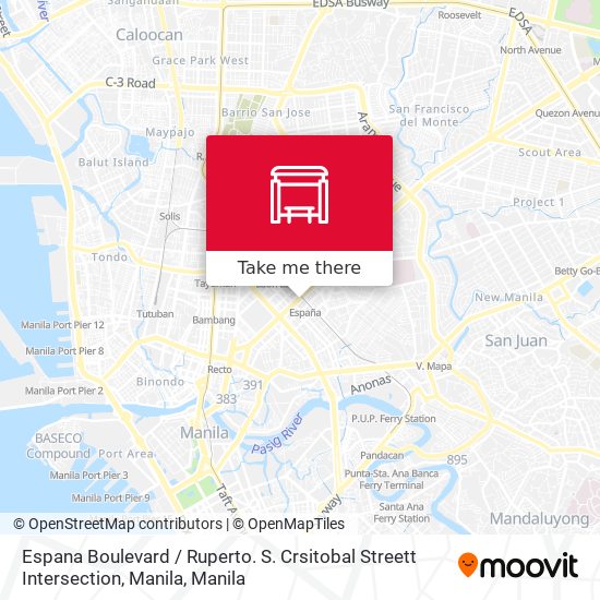 Espana Boulevard / Ruperto. S. Crsitobal Streett Intersection, Manila map