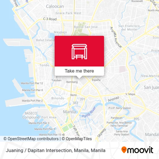 Juaning / Dapitan Intersection, Manila map