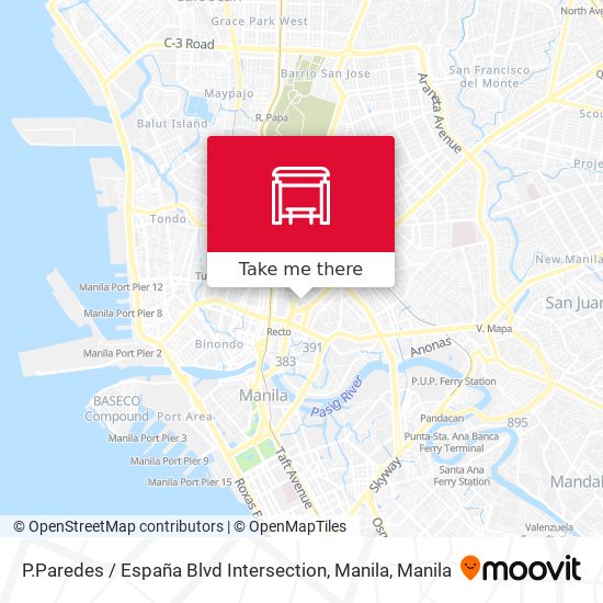 P.Paredes / España Blvd Intersection, Manila map