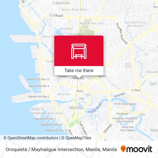 Oroquieta / Mayhaligue Intersection, Manila map