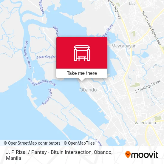 J. P Rizal / Pantay - Bituin Intersection, Obando map