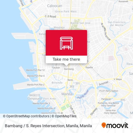 Bambang / S. Reyes Intersection, Manila map