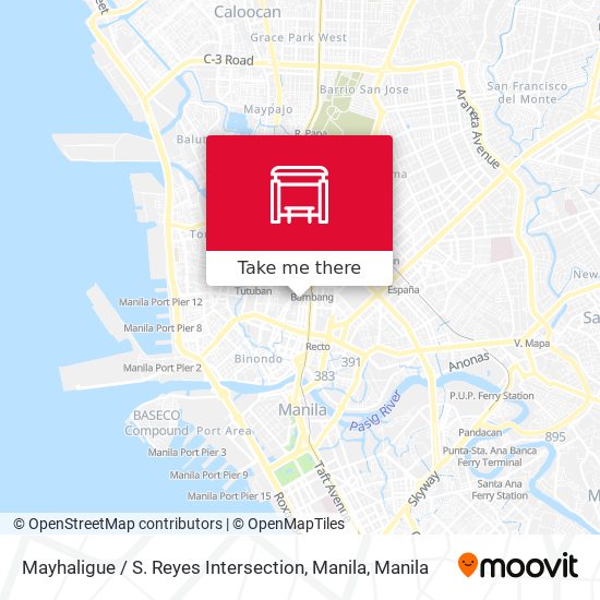 Mayhaligue / S. Reyes Intersection, Manila map