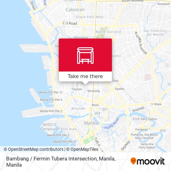 Bambang / Fermin Tubera Intersection, Manila map