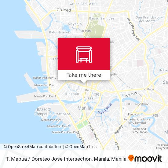 T. Mapua / Doreteo Jose Intersection, Manila map