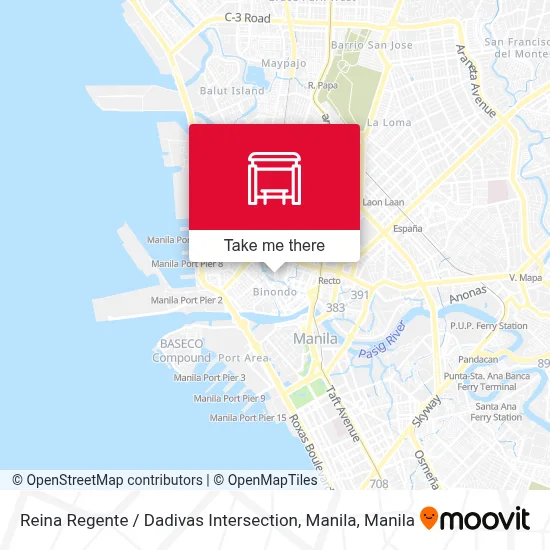 Reina Regente / Dadivas Intersection, Manila map