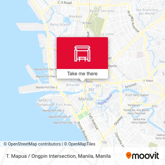 T. Mapua / Ongpin Intersection, Manila map