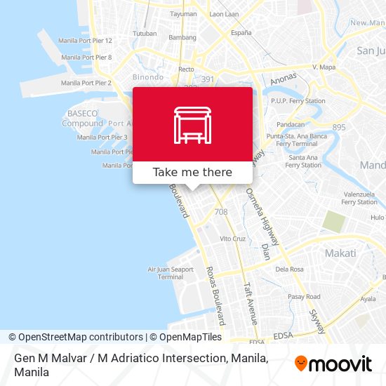 Gen M Malvar / M Adriatico Intersection, Manila map