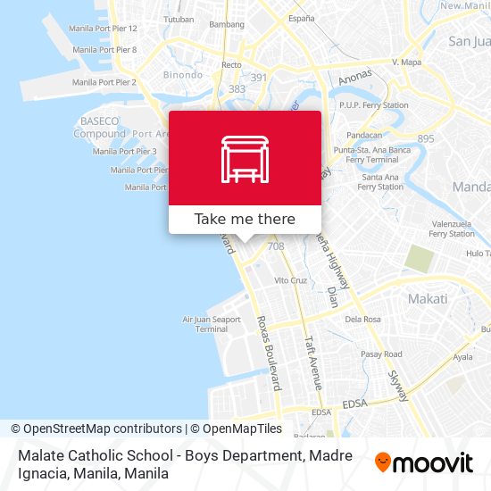 Malate Catholic School - Boys Department, Madre Ignacia, Manila map