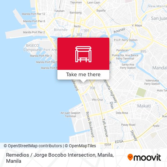 Remedios / Jorge Bocobo Intersection, Manila map