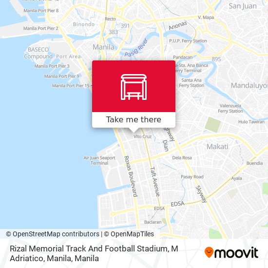 Rizal Memorial Track And Football Stadium, M Adriatico, Manila map