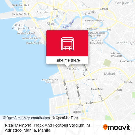 Rizal Memorial Track And Football Stadium, M Adriatico, Manila map