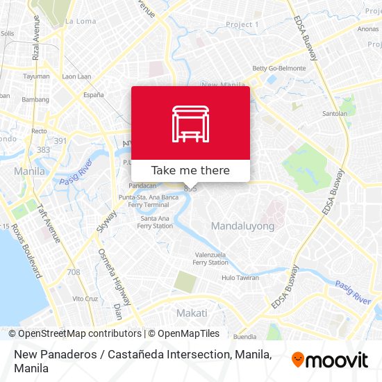 New Panaderos / Castañeda Intersection, Manila map