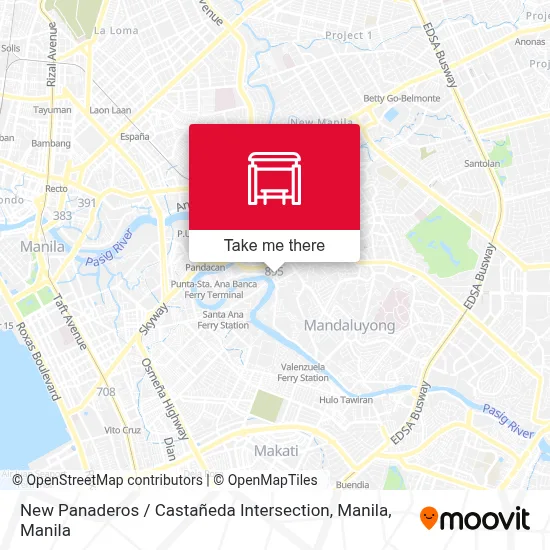 New Panaderos / Castañeda Intersection, Manila map