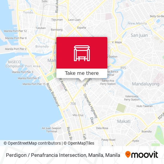 Perdigon / Penafrancia Intersection, Manila map