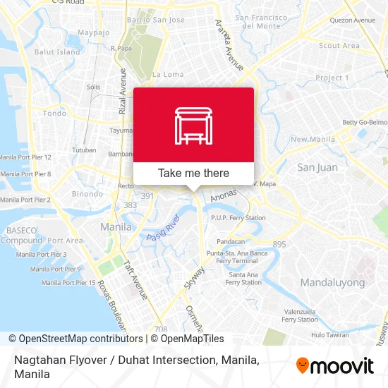 Nagtahan Flyover / Duhat Intersection, Manila map
