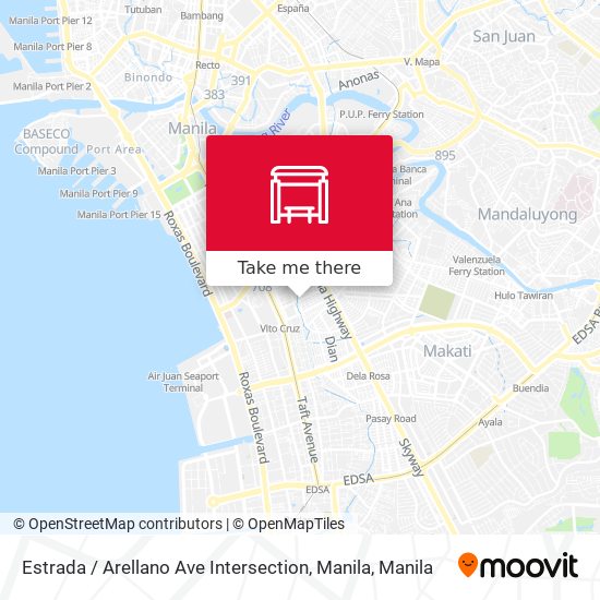 Estrada / Arellano Ave Intersection, Manila map