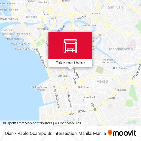 Dian / Pablo Ocampo Sr. Intersection, Manila map