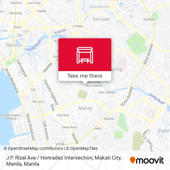 J.P. Rizal Ave / Honradez Intersection, Makati City, Manila map