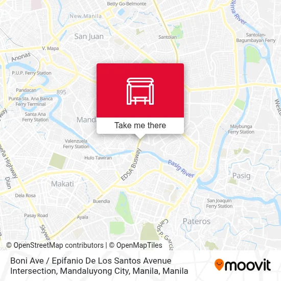 Boni Ave / Epifanio De Los Santos Avenue Intersection, Mandaluyong City, Manila map