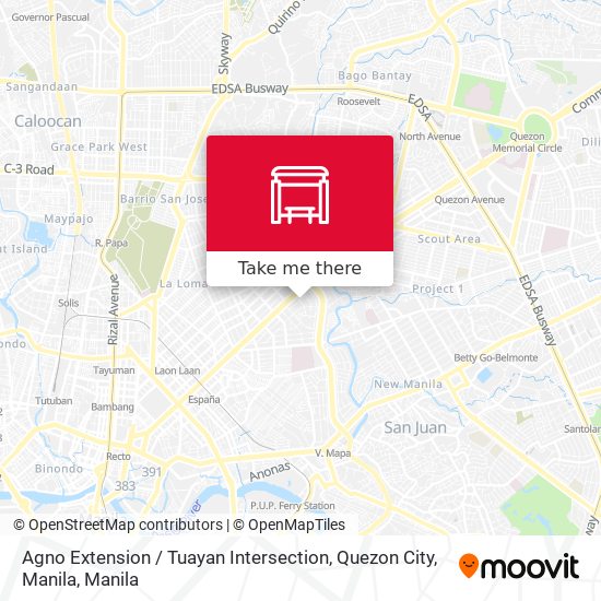 Agno Extension / Tuayan Intersection, Quezon City, Manila map