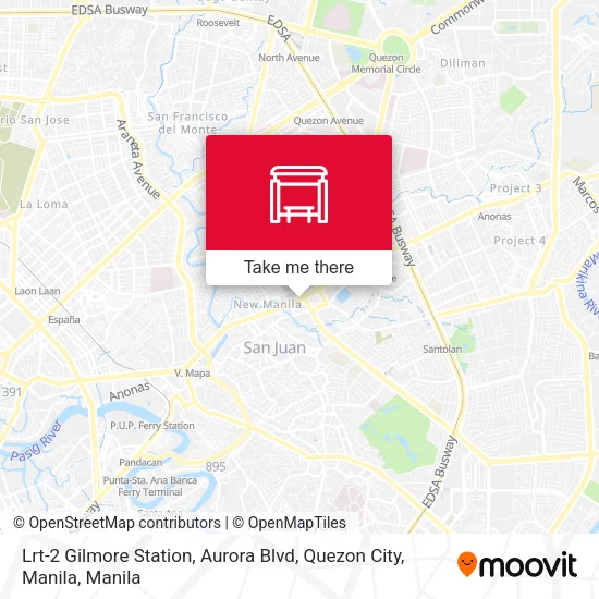 Lrt-2 Gilmore Station, Aurora Blvd, Quezon City, Manila map