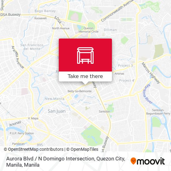 Aurora Blvd / N Domingo Intersection, Quezon City, Manila map