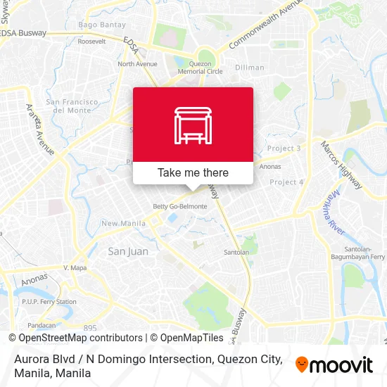 Aurora Blvd / N Domingo Intersection, Quezon City, Manila map