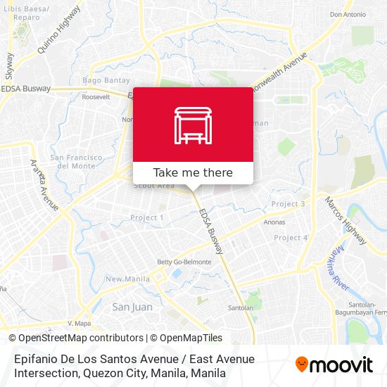 Epifanio De Los Santos Avenue / East Avenue Intersection, Quezon City, Manila map