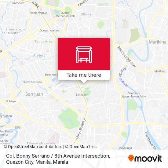 Col. Bonny Serrano / 8th Avenue Intersection, Quezon City, Manila map