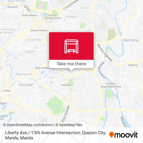 Liberty Ave / 13th Avenue Intersection, Quezon City, Manila map