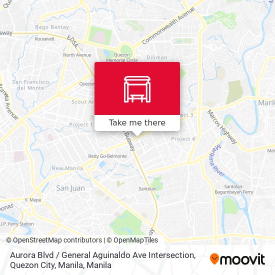 Aurora Blvd / General Aguinaldo Ave Intersection, Quezon City, Manila map