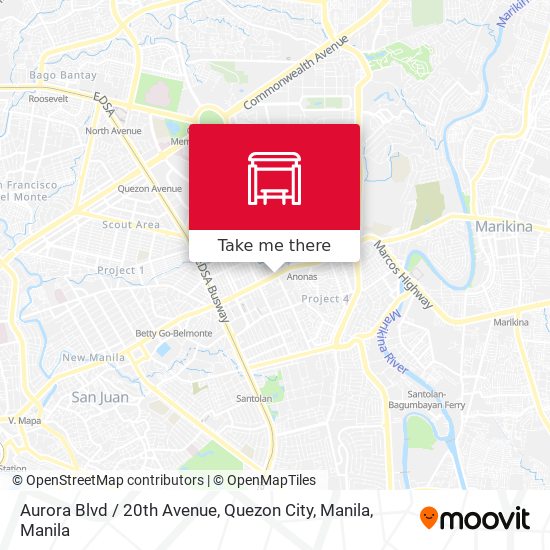 Aurora Blvd / 20th Avenue, Quezon City, Manila map
