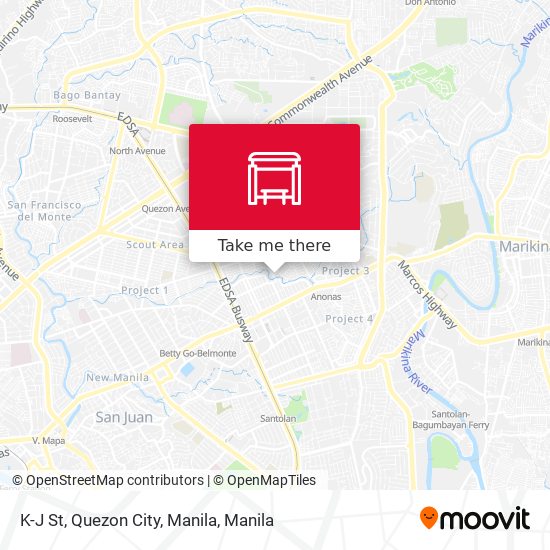 K-J St, Quezon City, Manila map