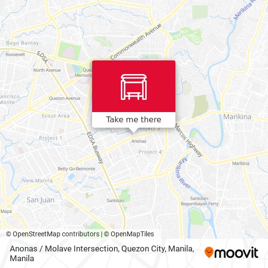 Anonas / Molave Intersection, Quezon City, Manila map