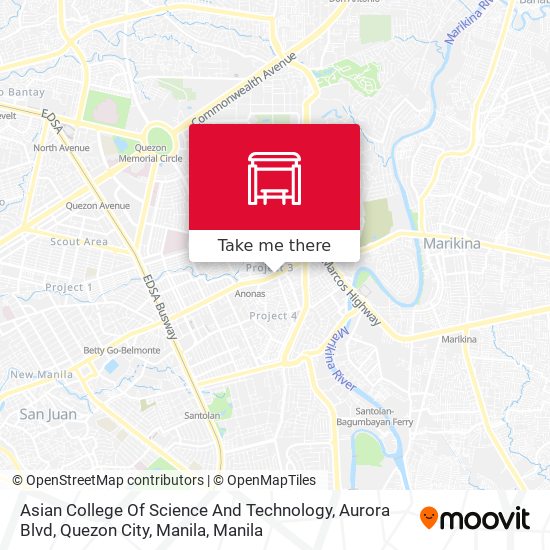 Asian College Of Science And Technology, Aurora Blvd, Quezon City, Manila map